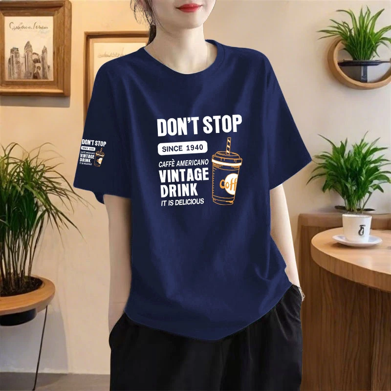 2025夏季短袖薄款纯棉休闲T恤女设计感小众遮肉宽松洋气圆领上衣