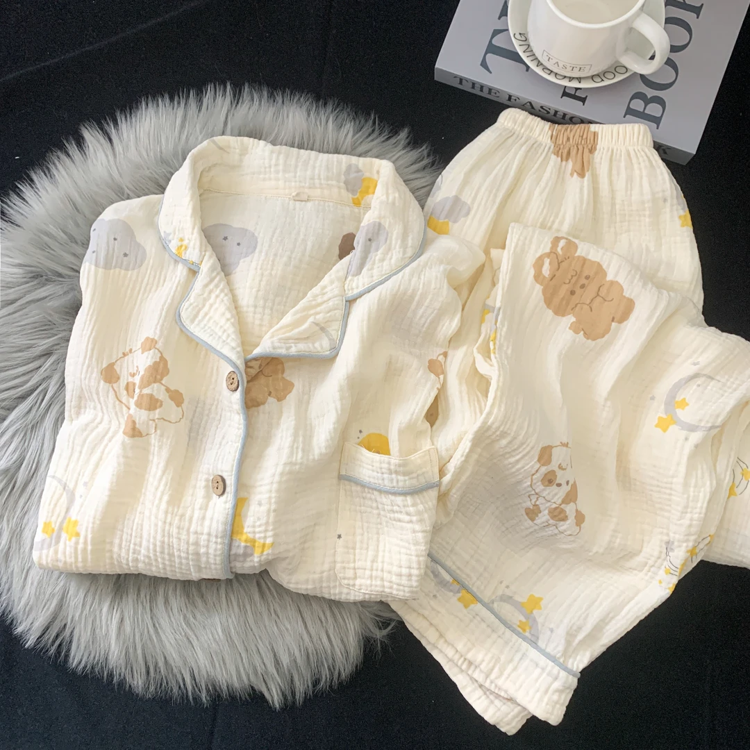 『春秋款清仓云朵棉纱』2025新款ins卡通睡衣女春秋大码冬季家居服