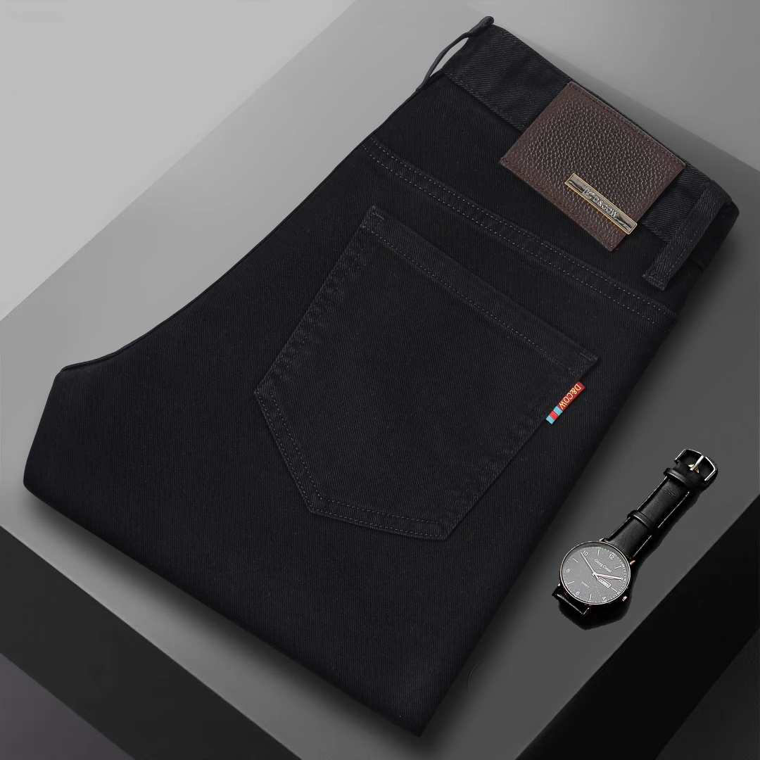 Cebrodz意大利高端轻奢黑色牛仔裤男2025秋冬新款修身弹力长裤子