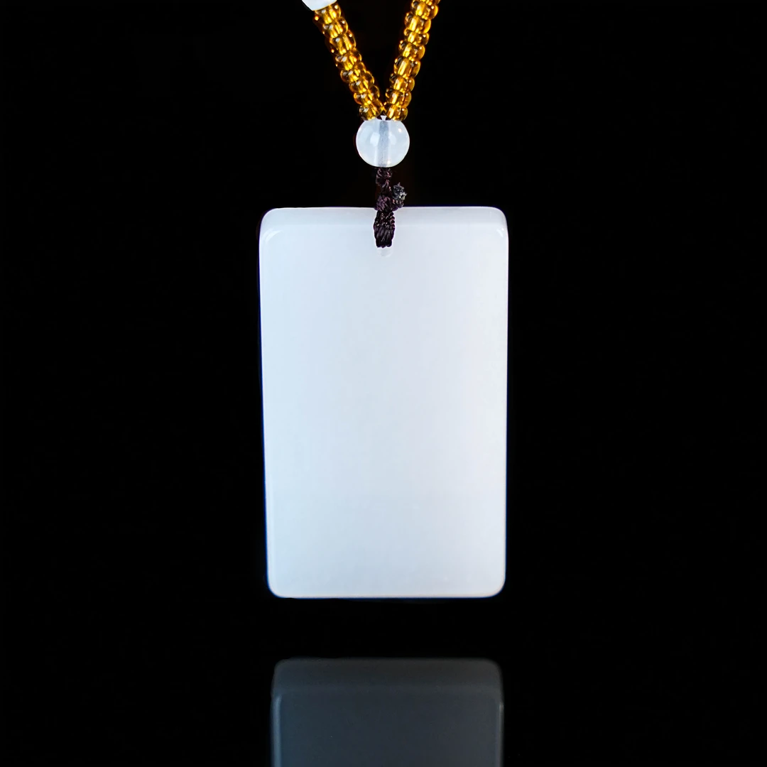 Y-683 金丝玉平安牌吊坠 赠小米珠链  主石30*50mm