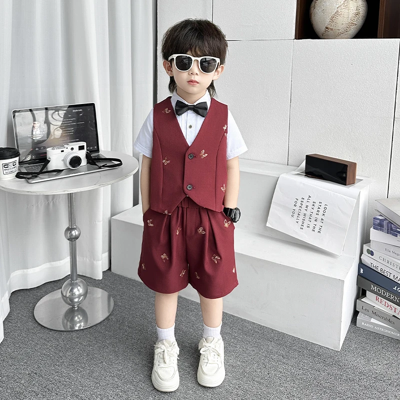 夏款儿童花童主持人儿童儿童西装儿童西装套装男孩西装男童