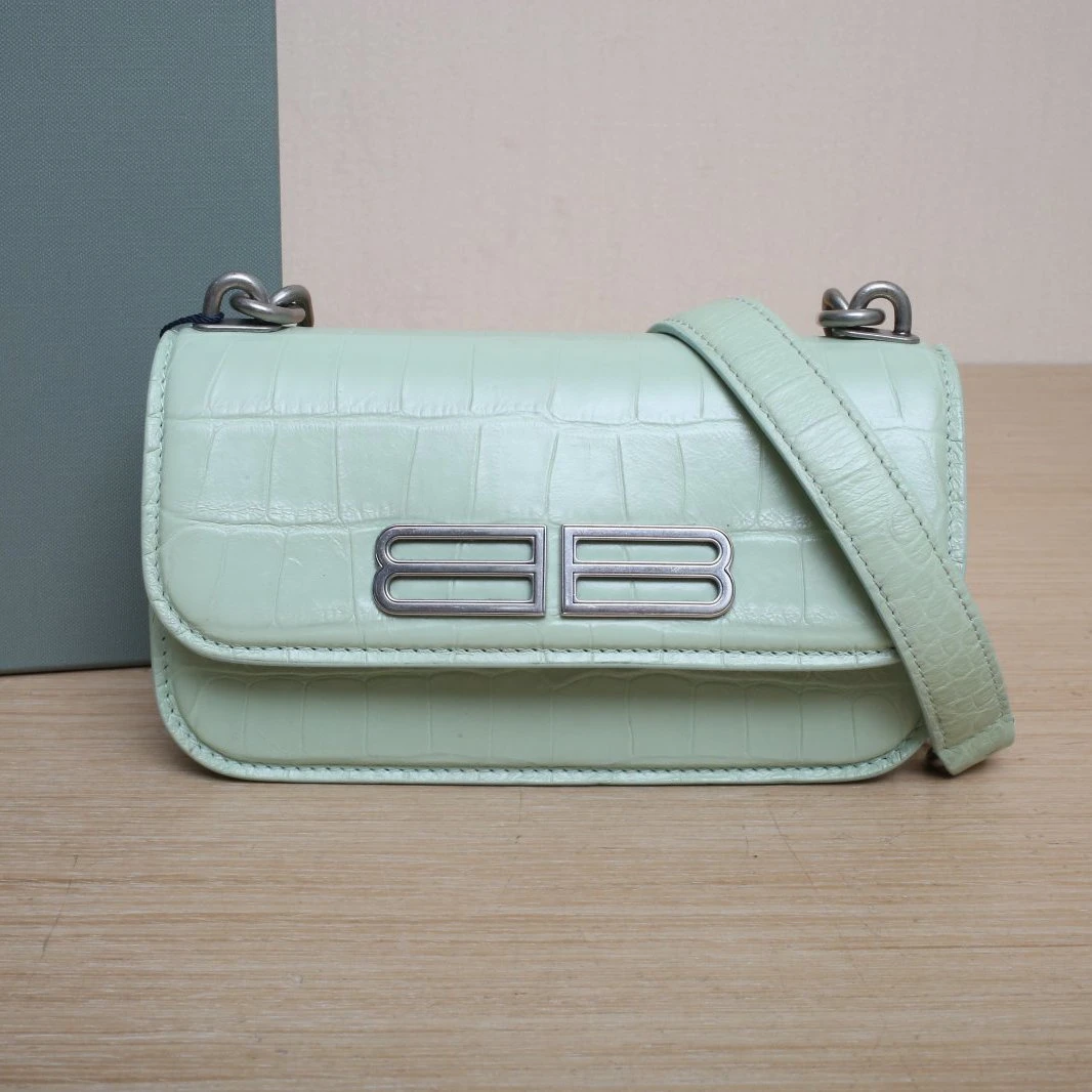 95新 Balenciaga/巴黎世家 【娇】Gossi鳄鱼压纹斜跨包 P225276543
