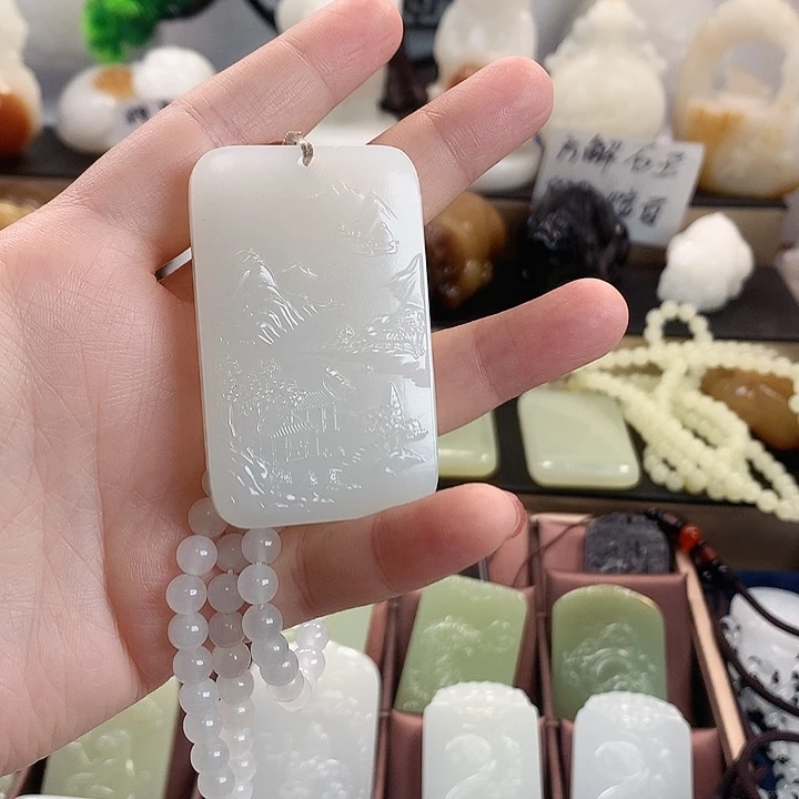 未镶嵌长石玉牌子方解石玉