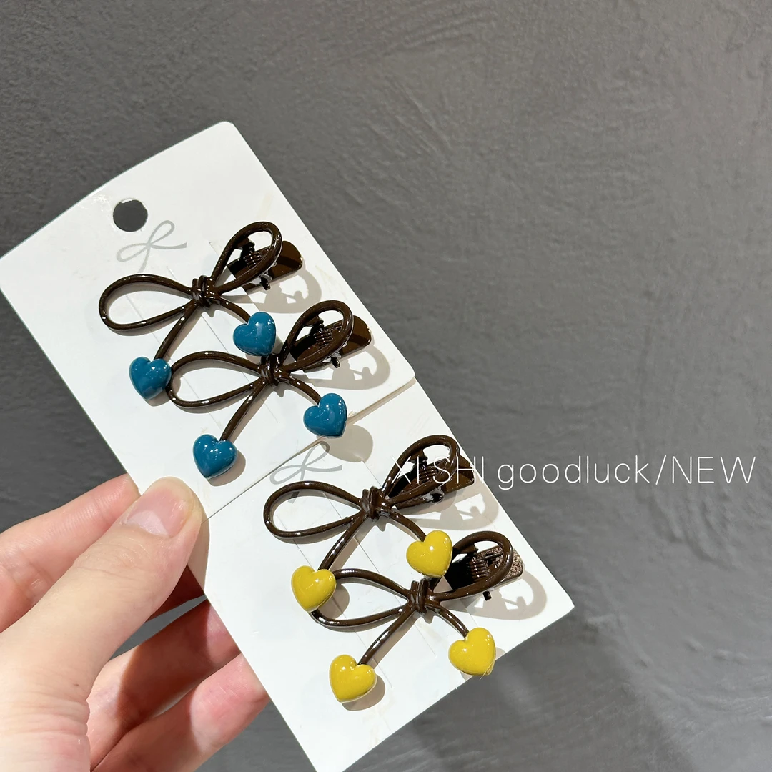 简约爱心蝴蝶结发夹女甜美刘海侧边夹2025新款高端刘海夹鸭嘴夹子