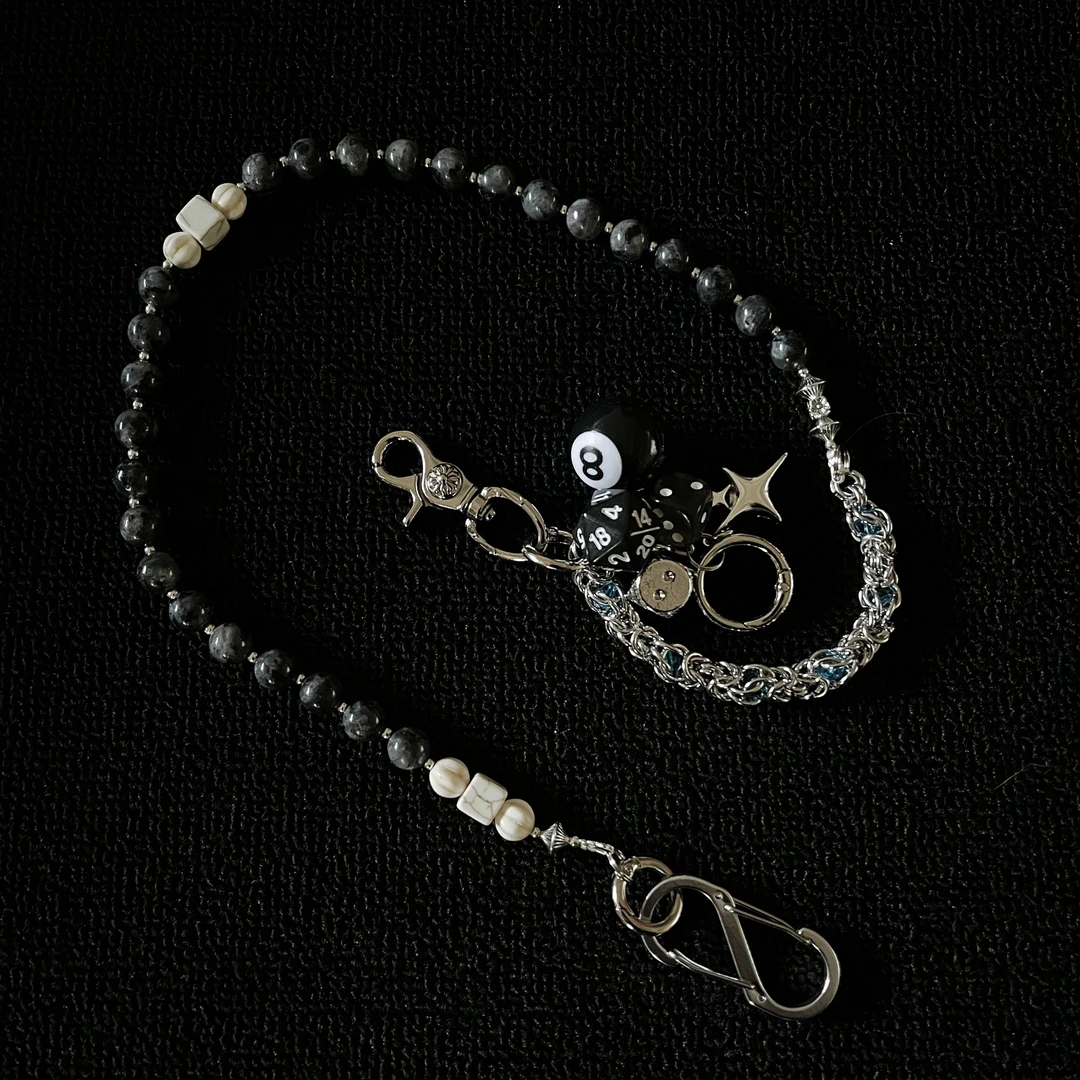 KGSC蓝龙骨拼接黑曜石美式cleanfit裤链vintage复古风腰间挂饰