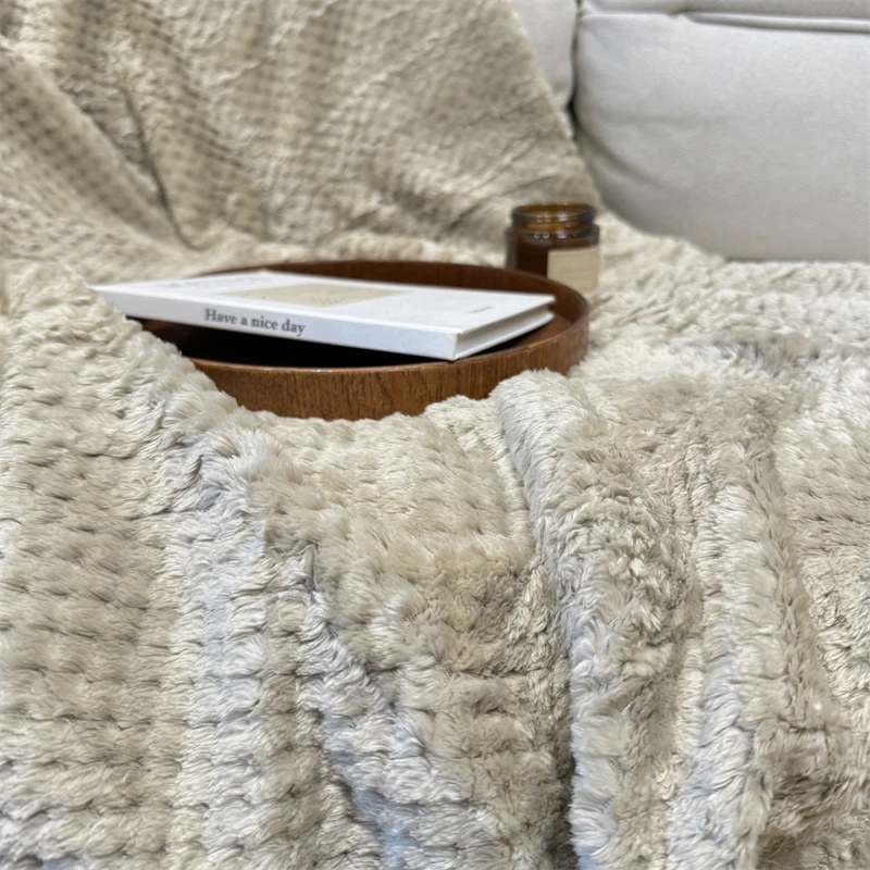 【嘉禾贸易】法兰绒毛毯午休毯子152x203cm 卡其色