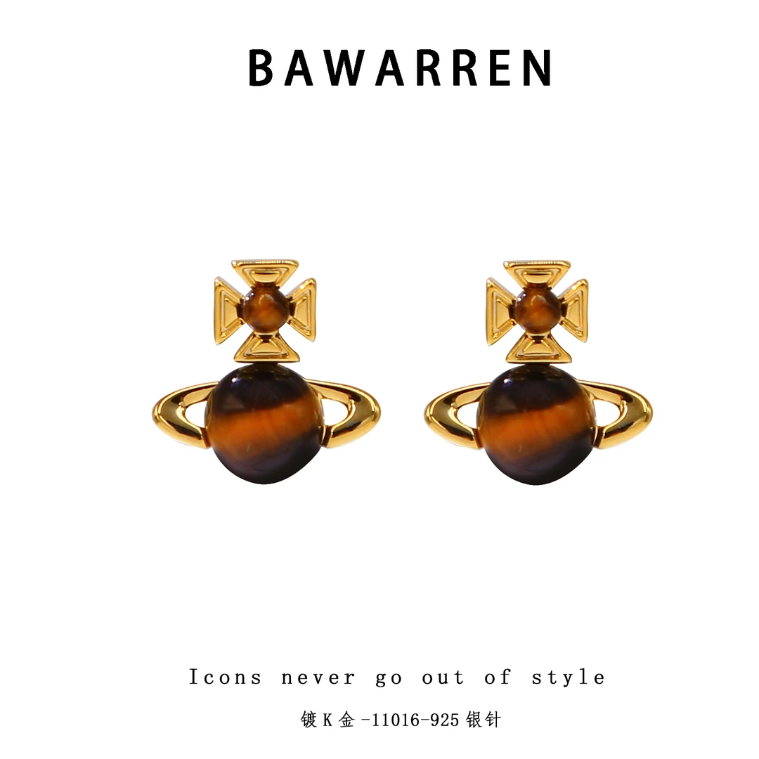 Bawarren 美❤ 精工CNC 11016-【星球虎眼】精致耳钉时尚
