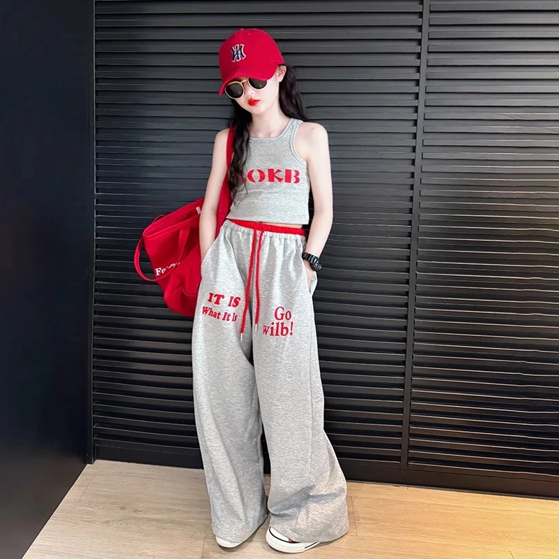 女童套装2025炸街夏装女大童运动衣服夏季儿童高级感休闲两件套潮