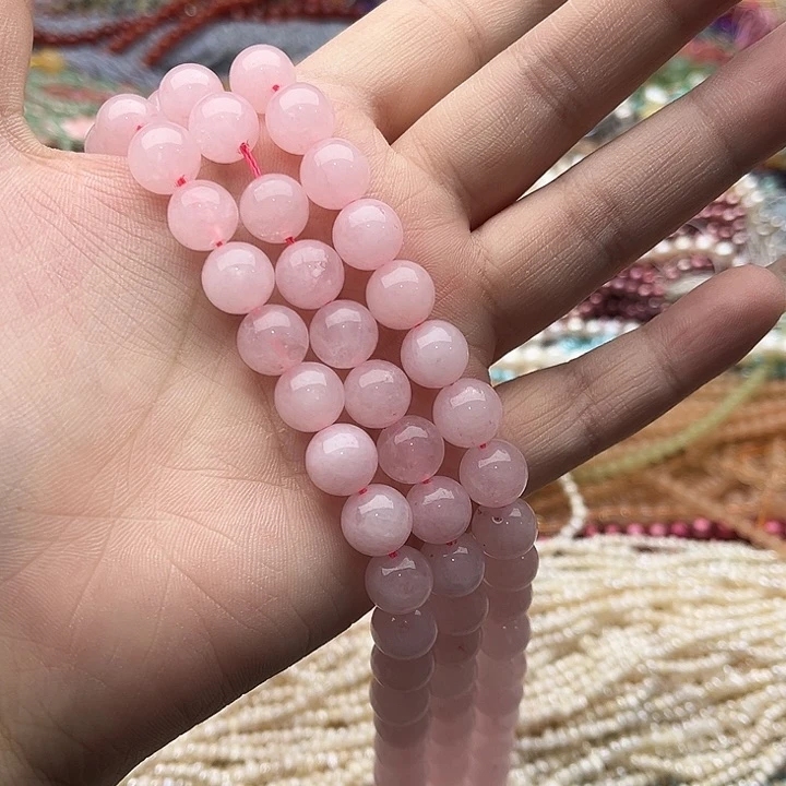 玛瑙/玉髓珠宝半成品未镶嵌一条10mm左右粉晶珠