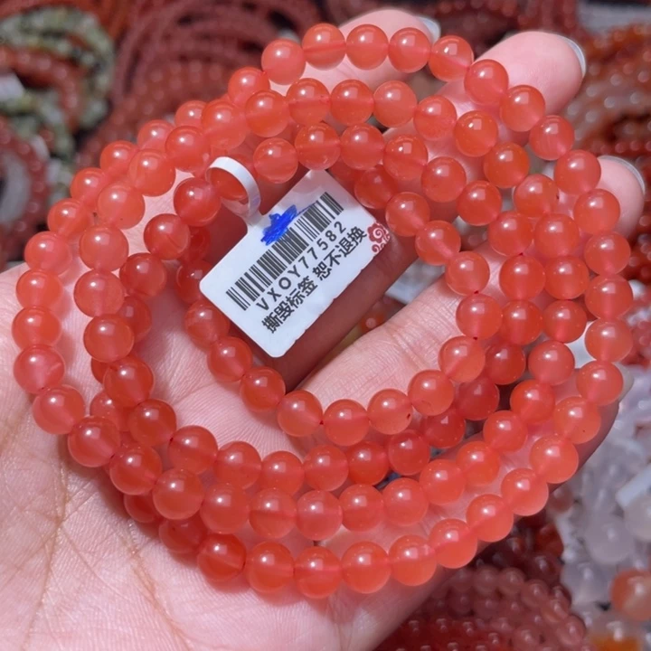 南红玛瑙未镶嵌樱桃红多圈6+9323