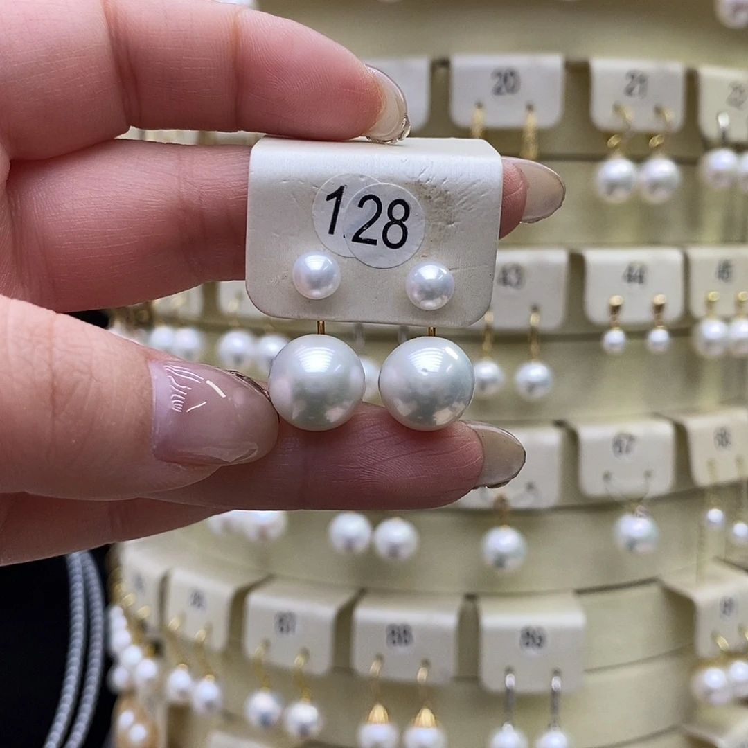 银S925镶嵌淡水珍珠耳饰