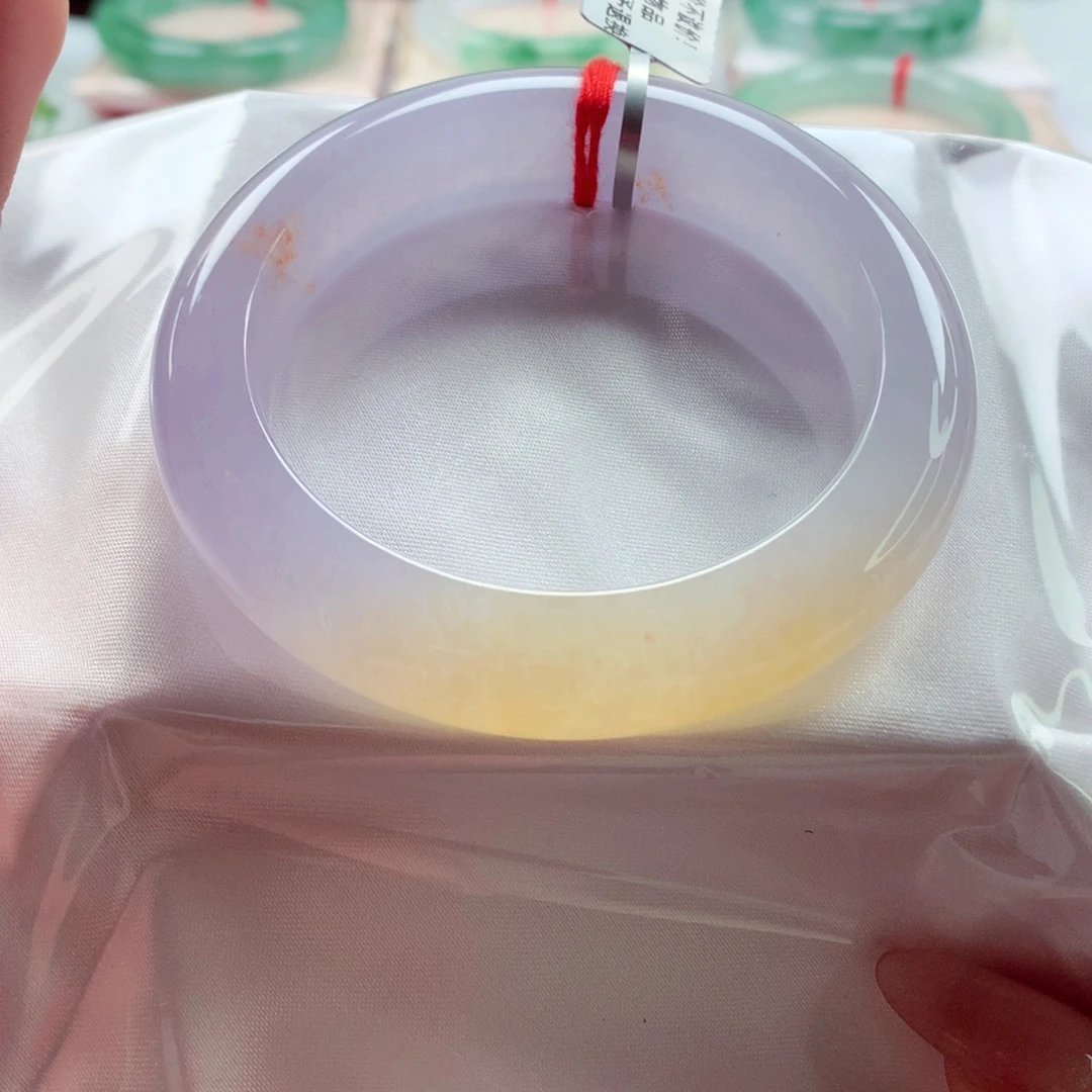 翡翠足银镶嵌手镯师妹54.5中万毕业双彩冰黄