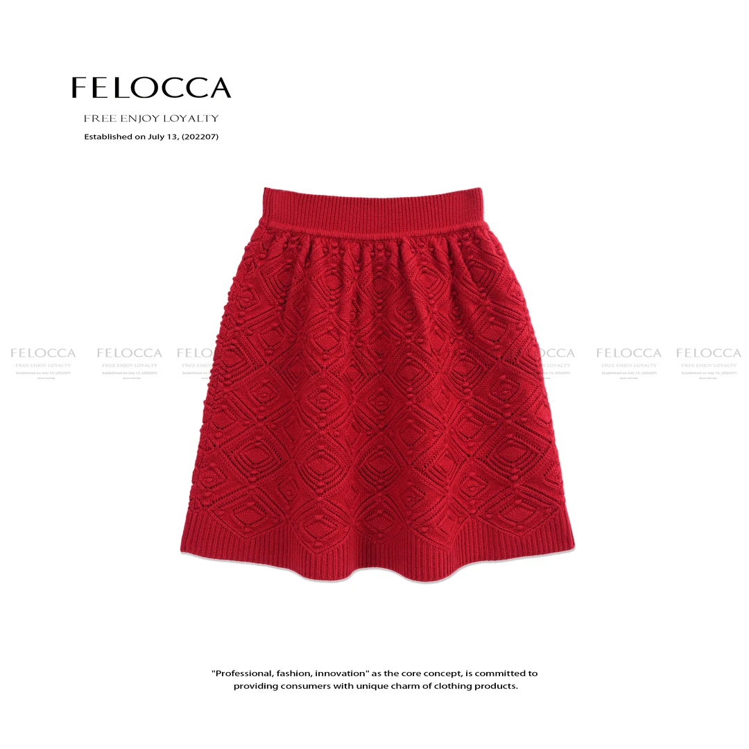 【FELOCCA】时尚圆领松弛感显瘦松弛重工镂空钩花半裙NYN-6458