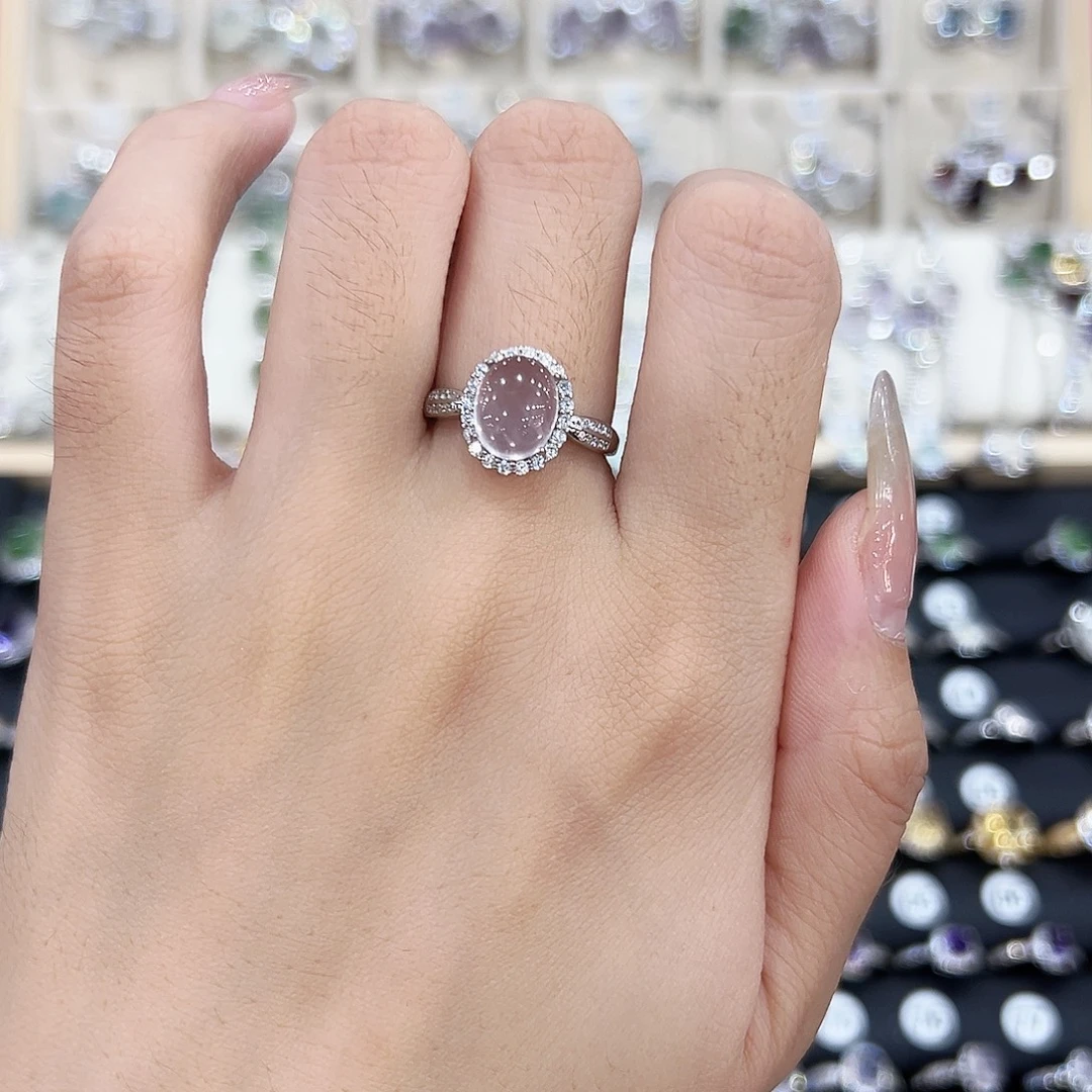 岫玉银S925镶嵌戒指