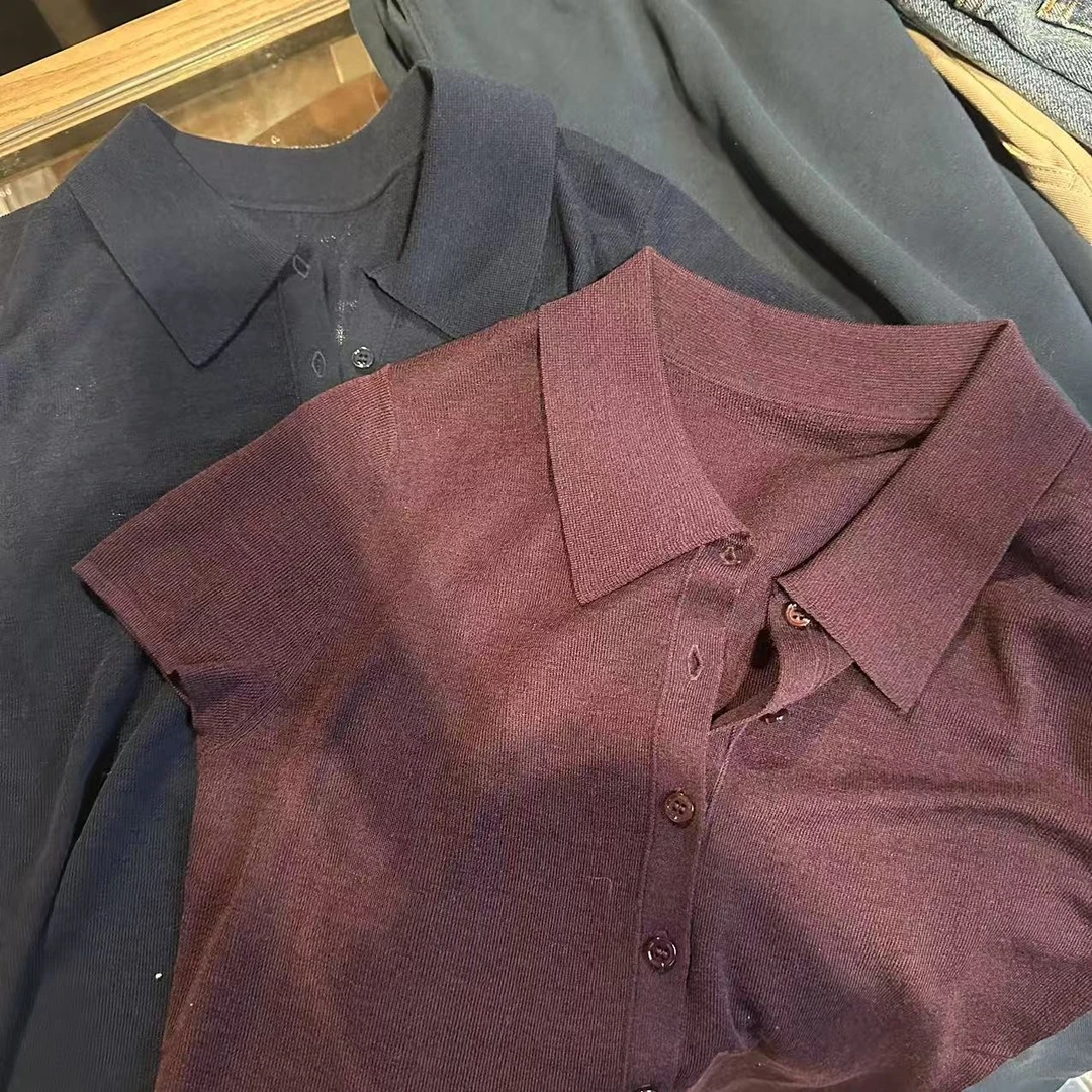 THE XIXI 两色polo针织短袖