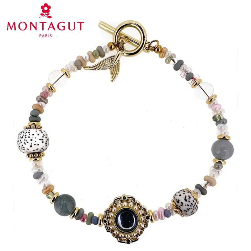 Montagut/梦特娇民族风晶串珠蓝色素款串珠气质镶嵌轻奢MBJ253039