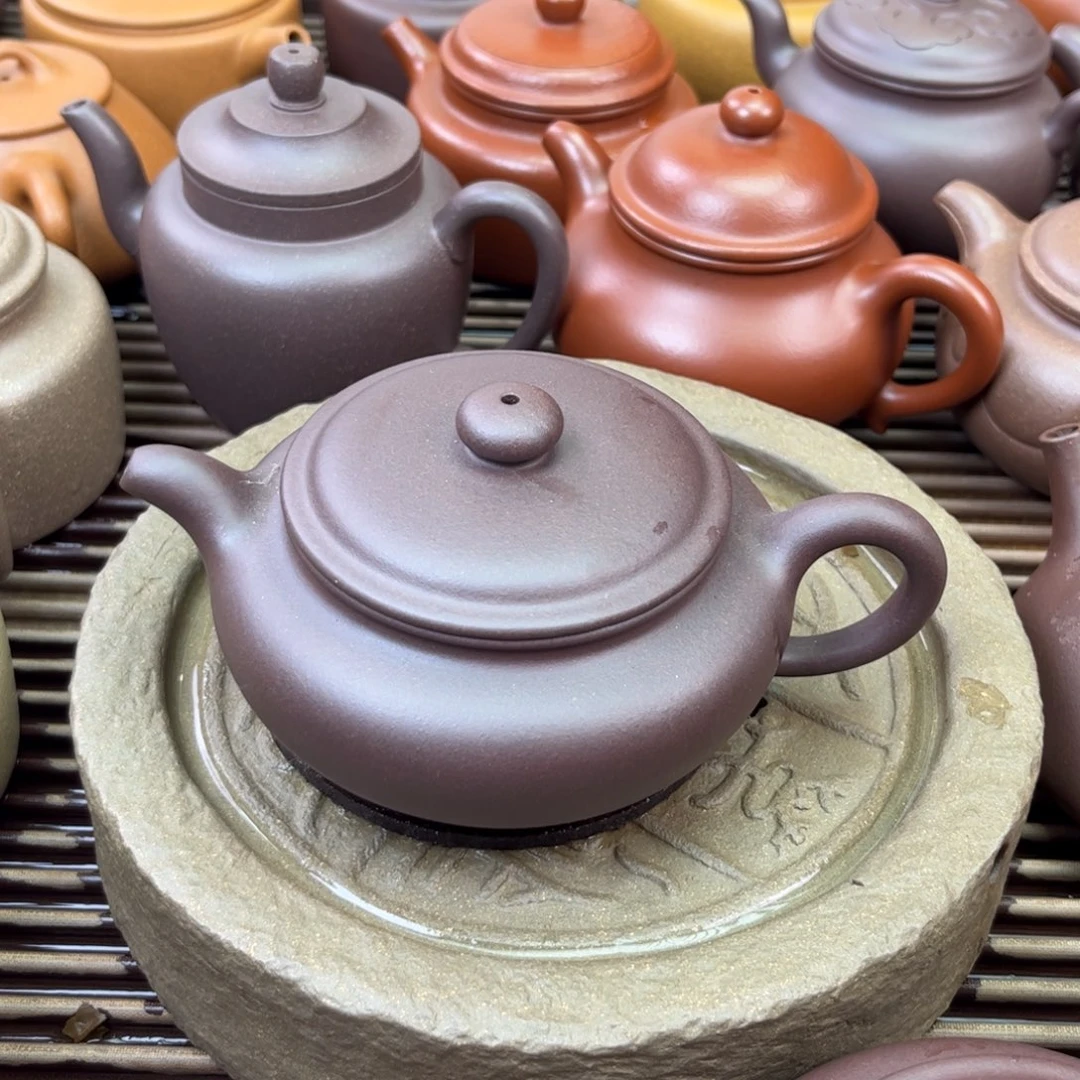 紫砂茶壶紫拼 扁腹180c