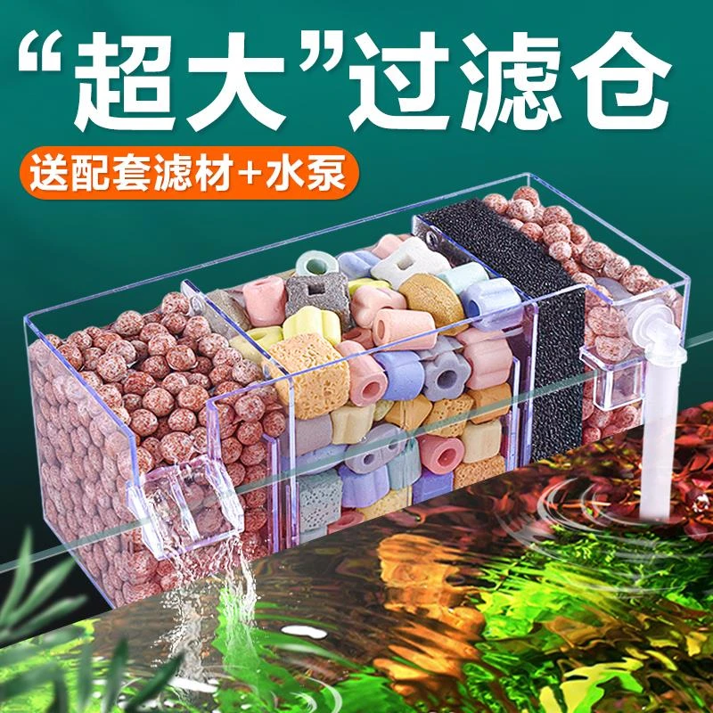 鱼缸过滤器外置壁挂式过滤盒小型鱼缸专用水循环净水静音滴流盒