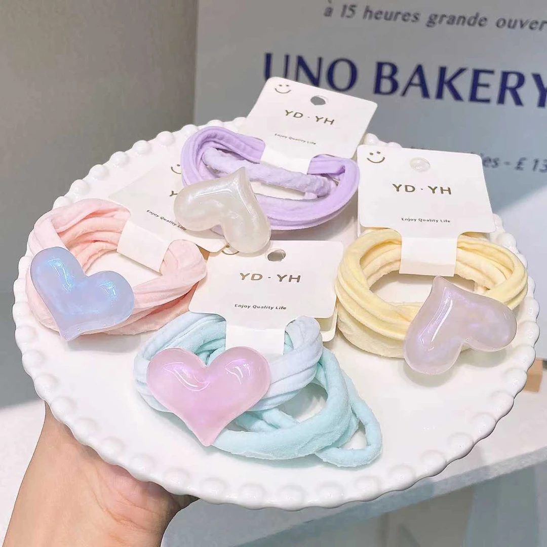 A-9868（满10米飞）人鱼姬爱心面膜圈儿童高马尾皮筋不伤发   发圈