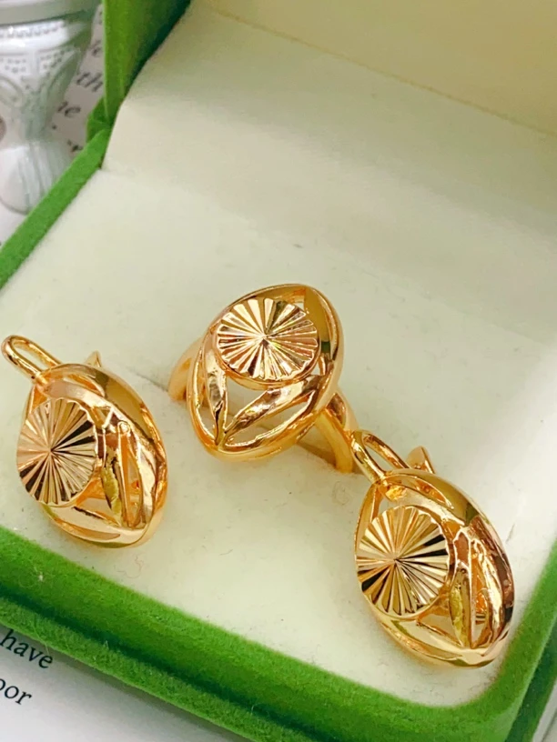 合金玻璃耳饰 妈妈款两件套 耳环戒指