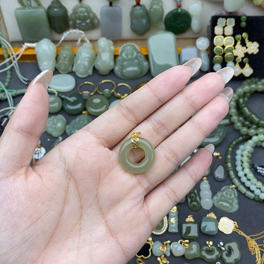 吊坠(不含链)银S925镶嵌和田玉