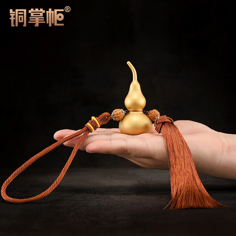 铜掌柜铜葫芦挂件空心开口黄铜葫芦工艺品金葫芦玄关装饰客厅摆件