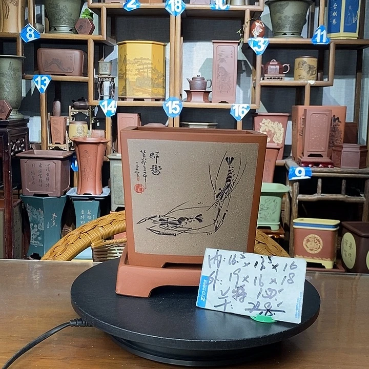 紫砂花盆虾趣图大漏价