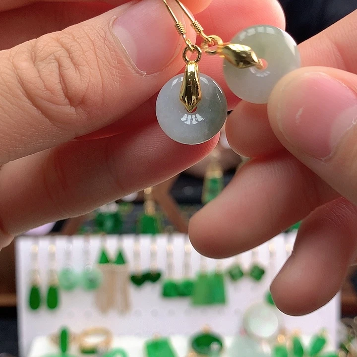 翡翠银S925镶嵌耳饰耳饰