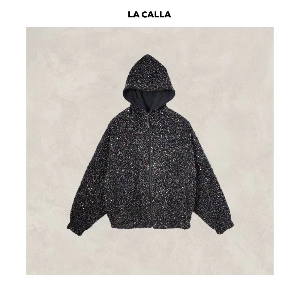 LA CALLA高定珠片黑色闪闪设计感外套K036
