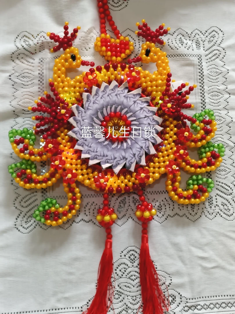 纯手工编织生日锁圆盘编锁成品装饰圆锁圆锁钱盘生日礼物