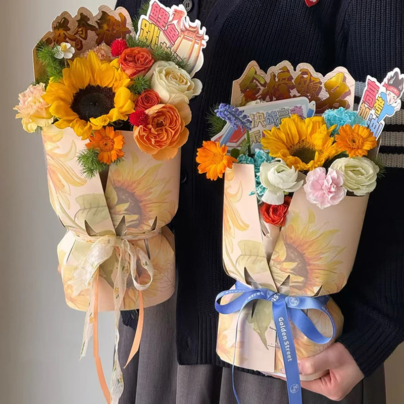 2025高考毕业季一体式定型片一举夺魁花束包装纸花店花艺diy材料