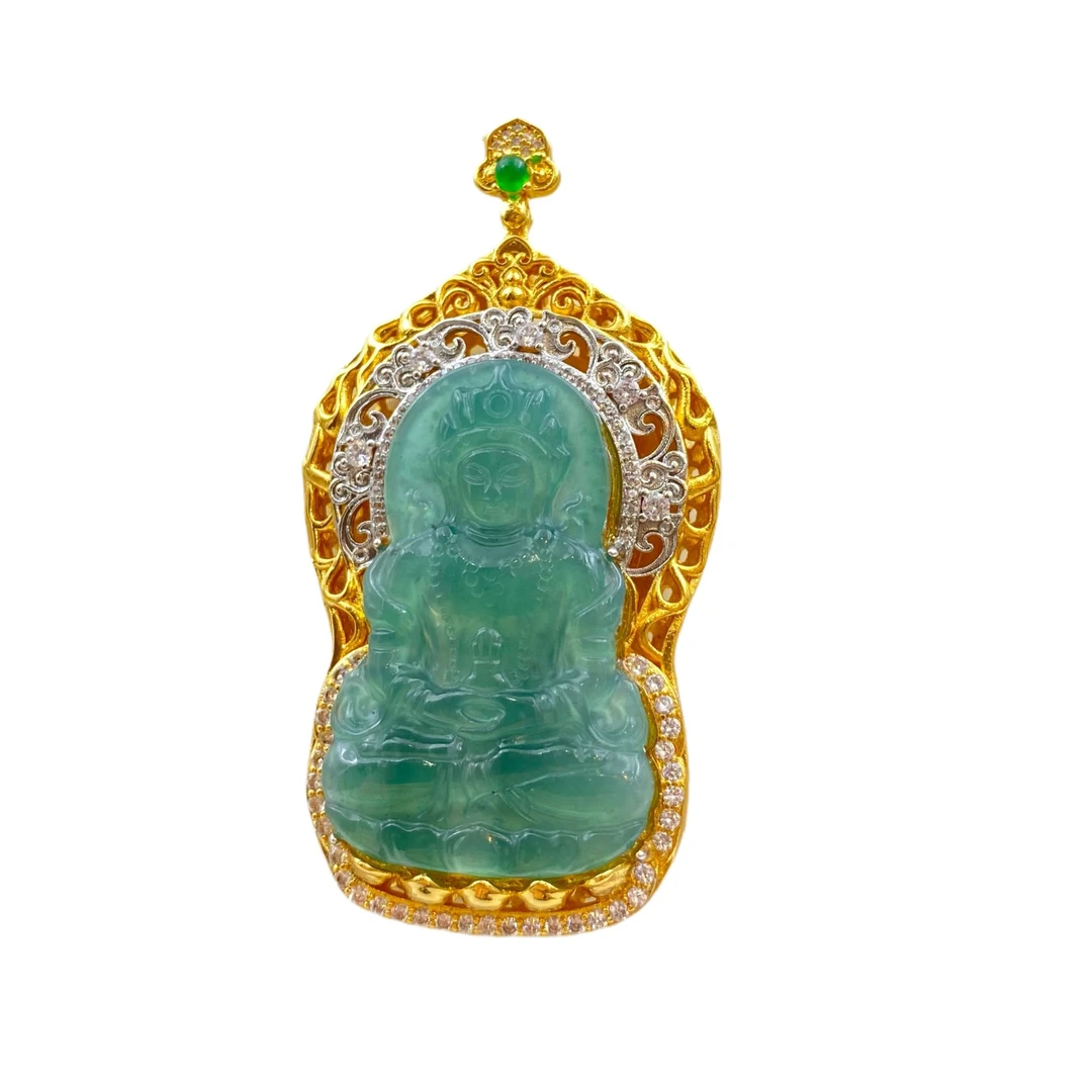 翡翠观音吊坠F342X合金