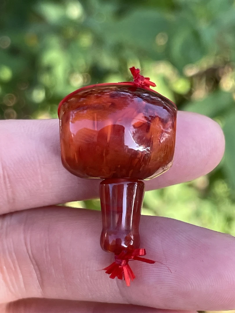 精品南红玛瑙配饰分体三通颜色红润火焰纹无杂无裂尺寸20x29x18mm