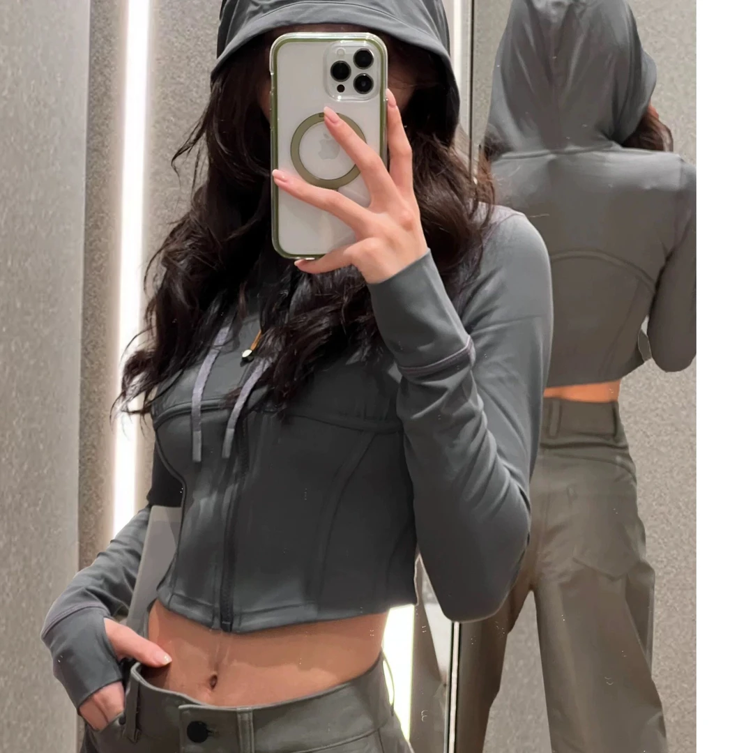 DAW184 luWaist Seamed短款拉链连帽外套修身短款