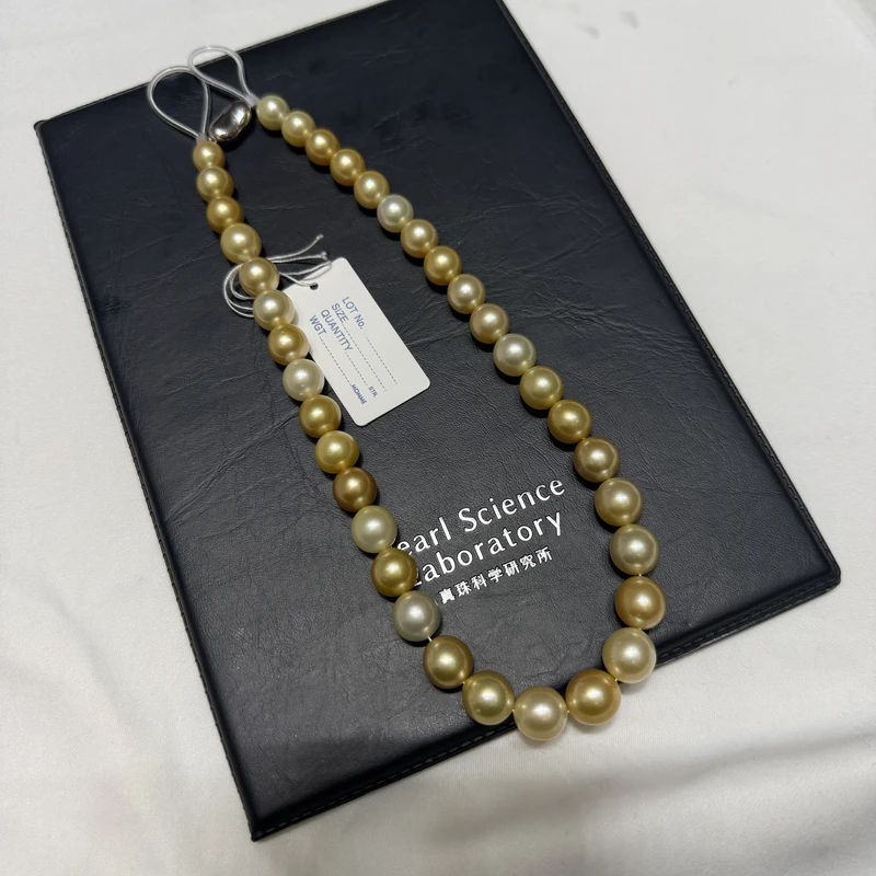 [十上珍珠]M002-海水南洋金珠（澳白）混彩珍珠项链9-12mm 约68