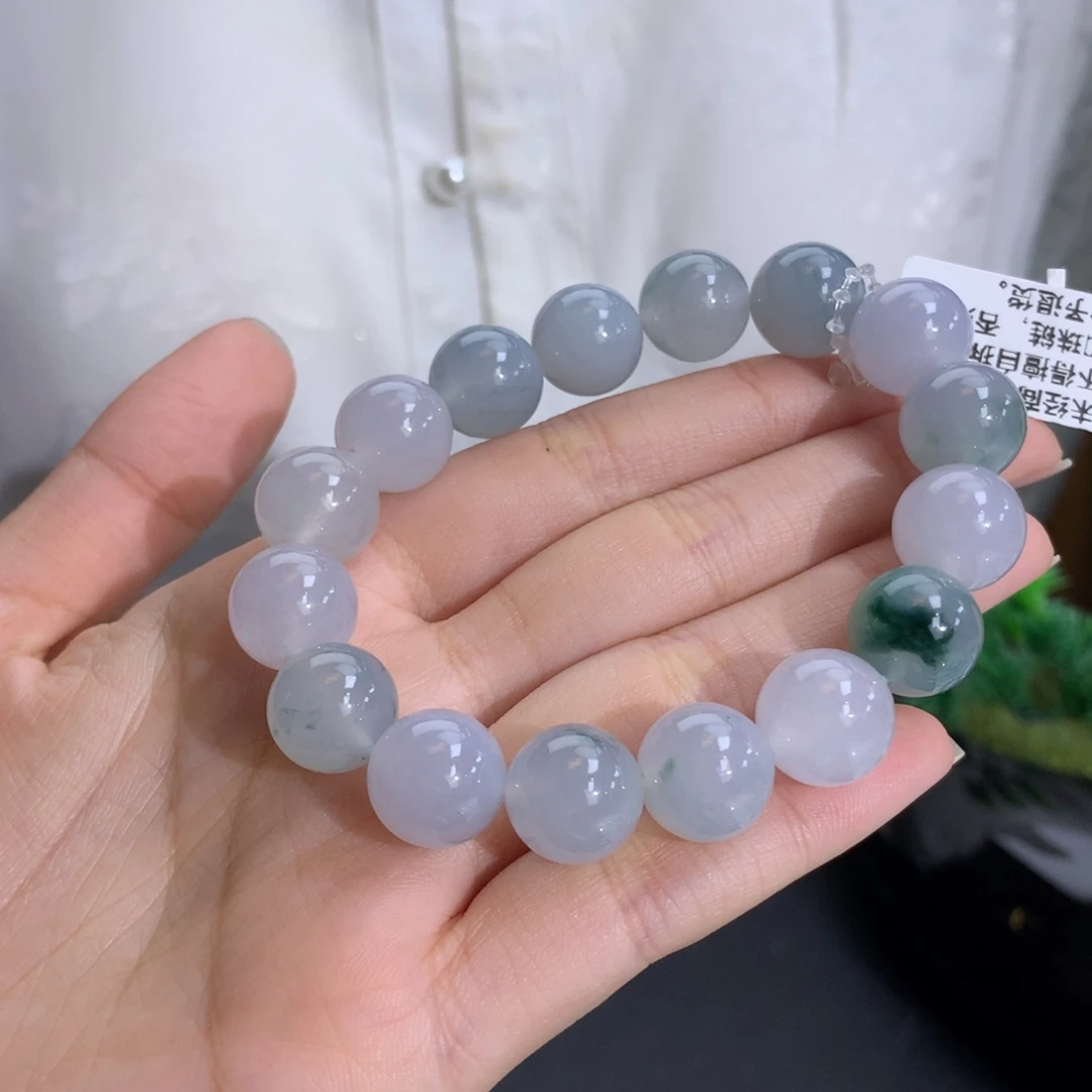 未镶嵌手串翡翠卡12.6冰胶蓝飘花