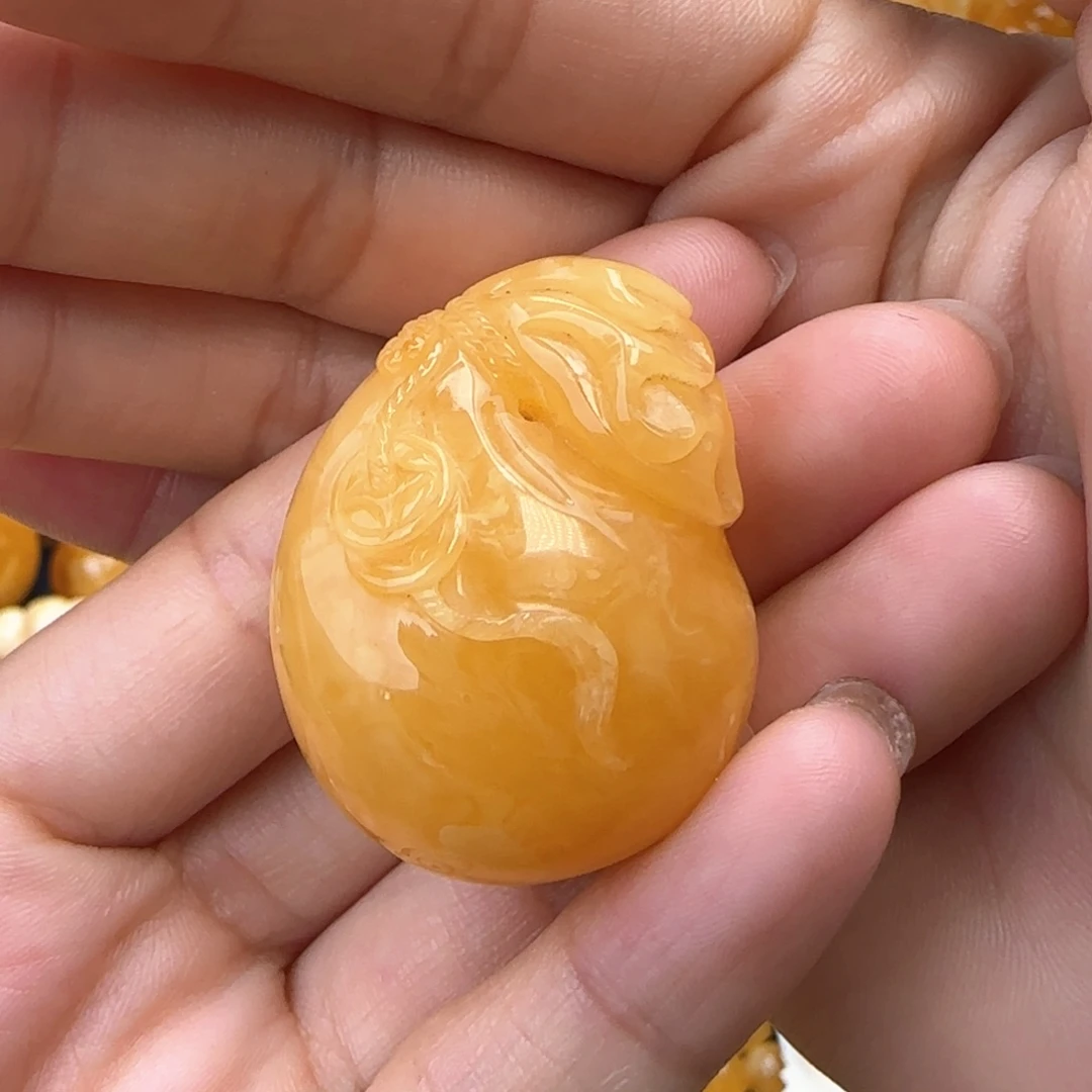 琥珀颈饰未镶嵌钱袋挂件