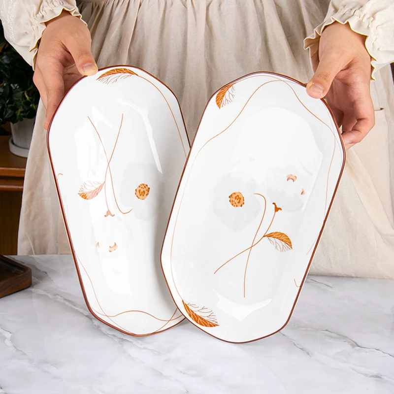 大号12英寸陶瓷岁月静好鱼盘釉下彩工艺破损联系客服深盘餐具