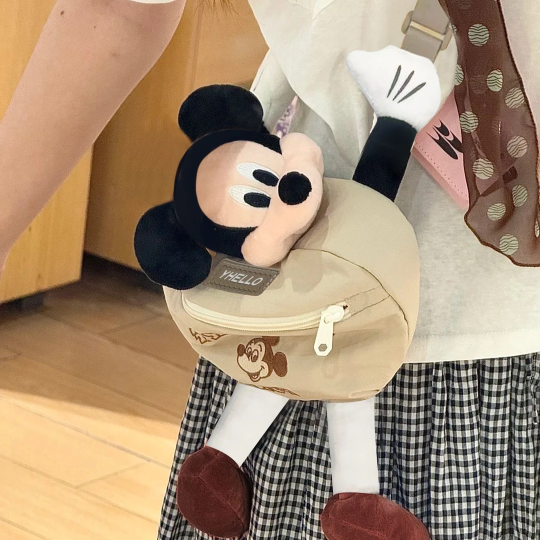 韩版INS高颜值超火小包新款可爱米奇开心露营卡通斜挎包百搭背包