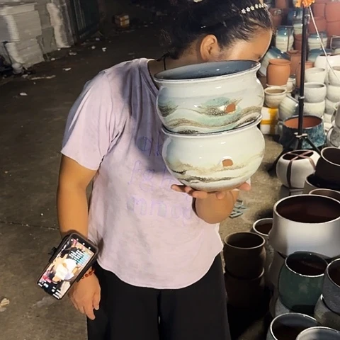 口19高13瑕疵两个盆。
