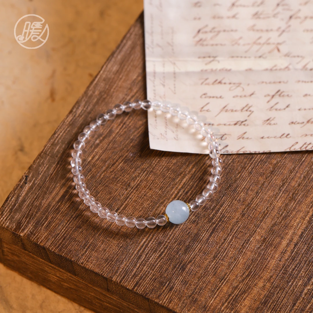 单圈白水晶手串4mm搭配蓝色路路通手链C2452多样性发一