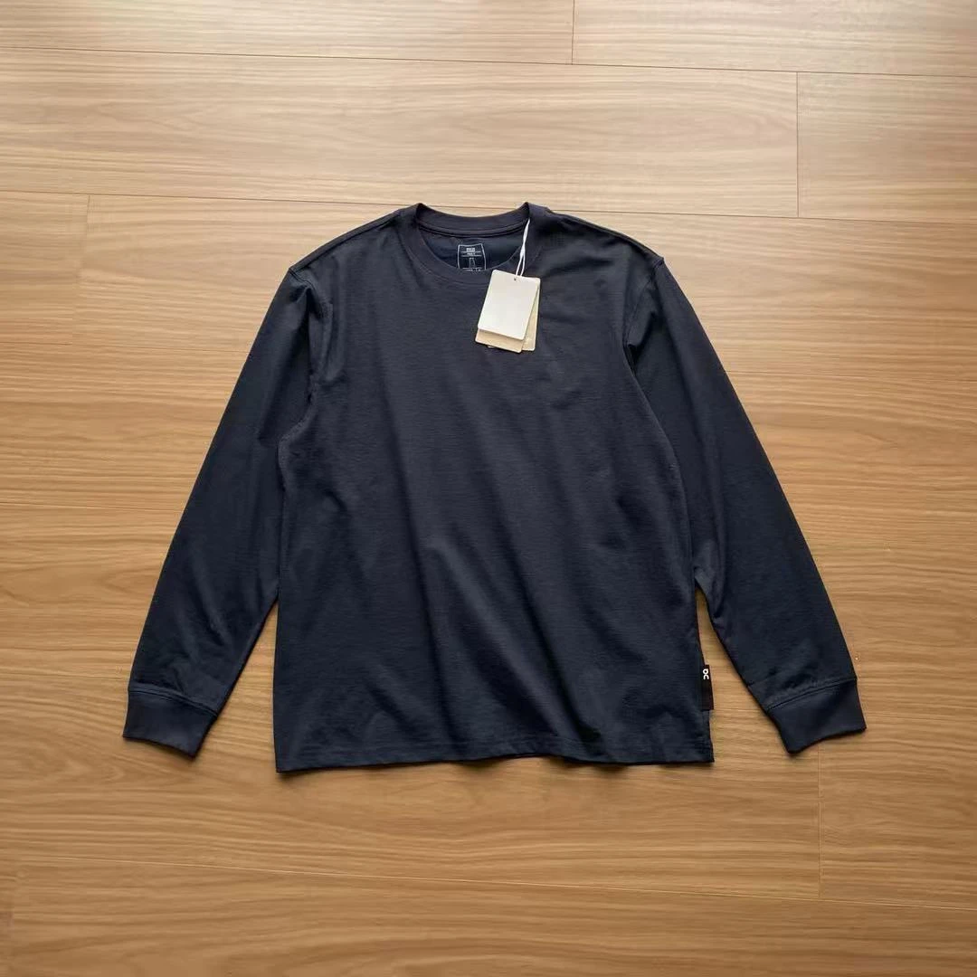 长袖ON薄款精致韩风圆领纯色T恤弹力速干欧美风