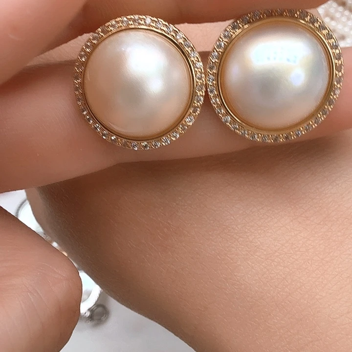 耳饰钛钢拼合珍珠（马贝珠）