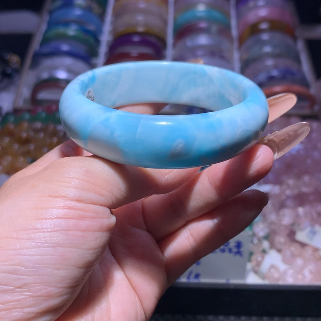 手镯水晶银S925镶嵌异极矿57.5