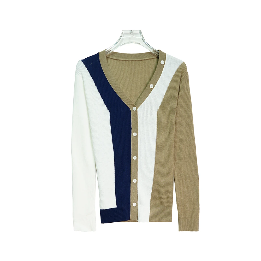 E7270 时尚拼色修身显瘦休闲百搭上衣