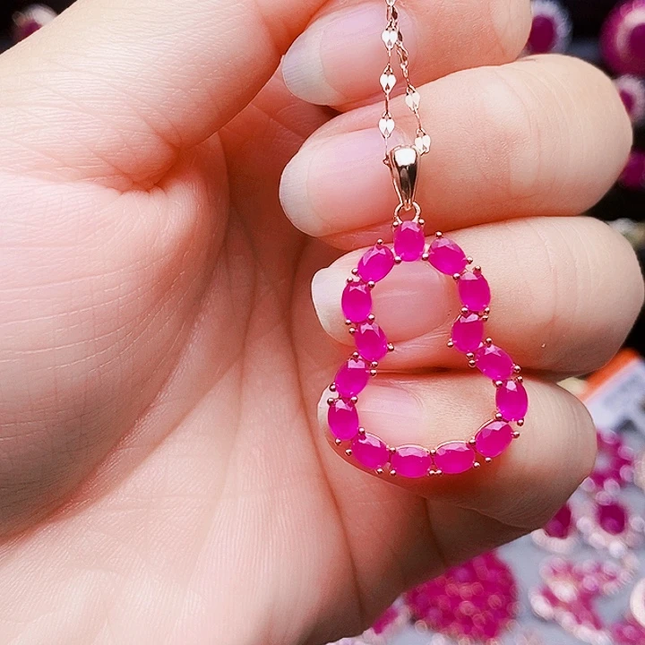 银S925镶嵌颈饰红宝石