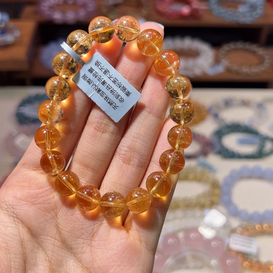 未镶嵌水晶手链10m顶货金红料黄阿塞