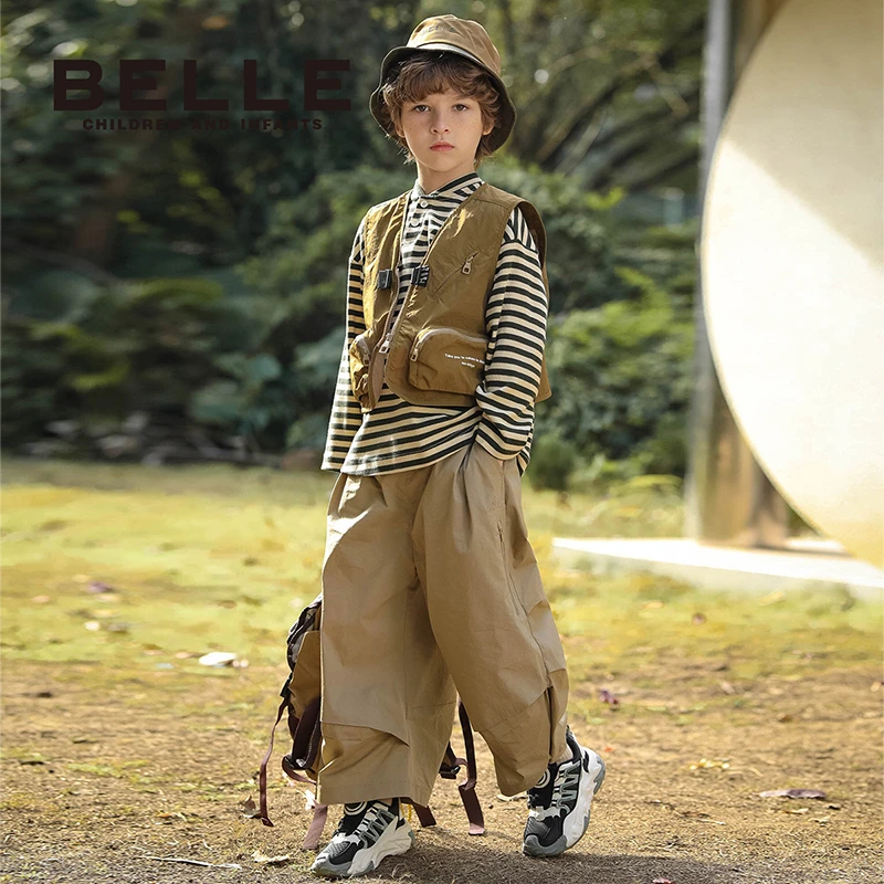 百丽儿童春夏新款中性马甲工装运动童装大童上衣休闲百搭BB0249