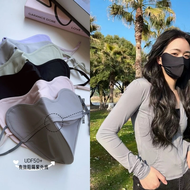 口罩女夏季新款防紫外线立体遮阳面罩鱼骨冰丝户外脸