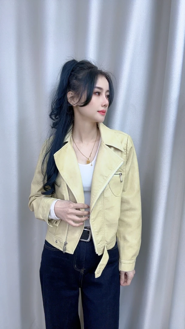 <XYG>设计感西装领机车小个子皮衣
